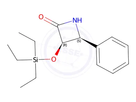 Chemical structure of (3R,4S)-4-phenyl-3-((triethylsilyl)oxy)azetidin-2-one