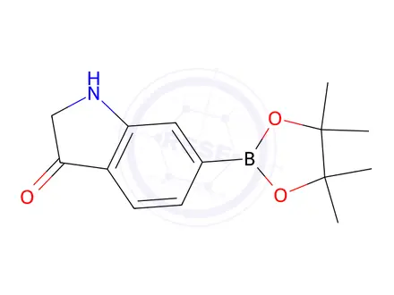Chemical structure of 6-(4,4,5,5-Tetramethyl-1,3,2-dioxaborolan-2-yl)indolin-3-one