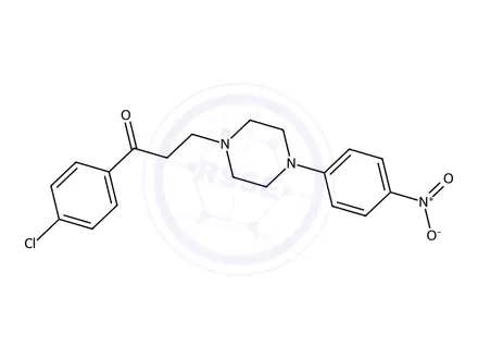 Chemical structure of 1-(4-Chlorophenyl)-3-(4-(4-nitrophenyl)piperazin-1-yl)propan-1-one