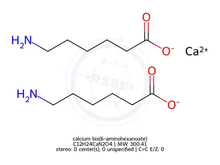 Chemical structure of calcium bis(6-aminohexanoate)