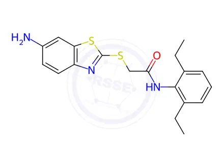 Chemical structure of Acetamide, 2-[(6-amino-2-benzothiazolyl)thio]-N-(2,6-diethylphenyl)-