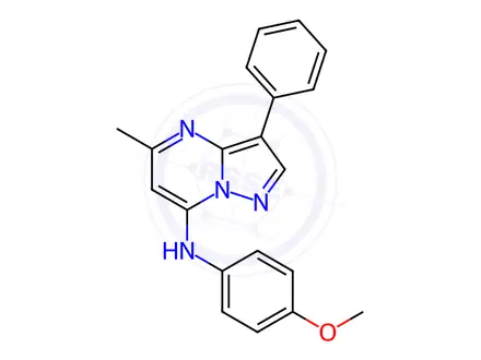 Chemical structure of N-(4-Methoxyphenyl)-5-methyl-3-phenylpyrazolo[1,5-a]pyrimidin-7-amine