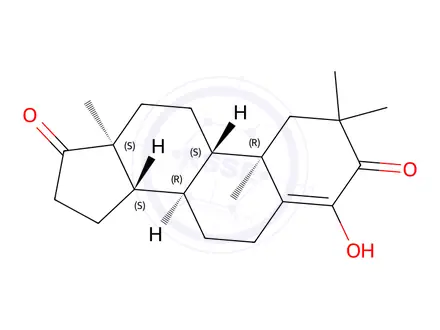 Chemical structure of 2,2-dimethyl-4-hydroxy-4-androstene-3,17-dione