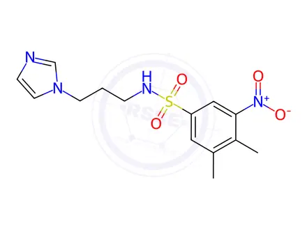 Chemical structure of N-(3-(1H-Imidazol-1-yl)propyl)-3,4-dimethyl-5-nitrobenzenesulfonamide