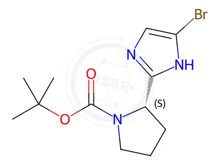 Chemical structure of tert-Butyl (S)-2-(5-bromo-1H-imidazol-2-yl)pyrrolidine-1-carboxylate