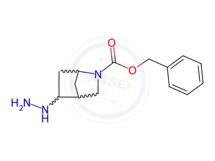 Chemical structure of benzyl 5-hydrazinyl-2-azabicyclo[2.2.1]heptane-2-carboxylate
