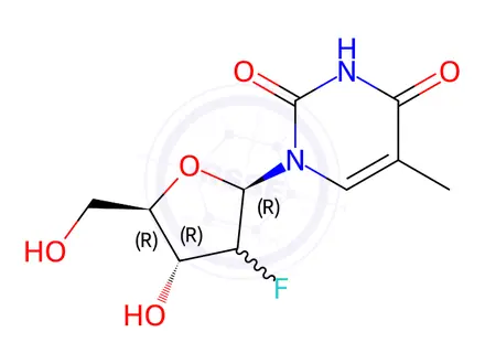 Chemical structure of 2'-Deoxy-2'-fluoro-5-methyluridine