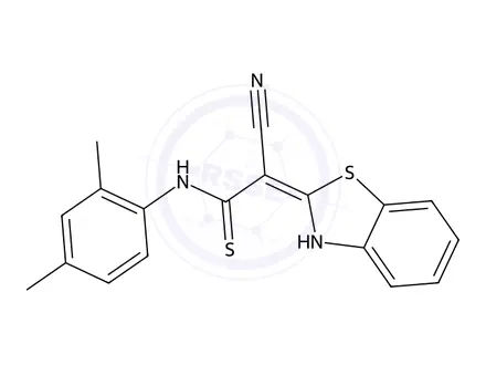 Chemical structure of 2-Benzothiazol-2-yl-3-(2,4-dimethyl-phenylamino)-3-mercapto-acrylonitrile