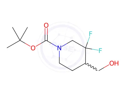 Chemical structure of tert-Butyl 3,3-difluoro-4-(hydroxymethyl)piperidine-1-carboxylate