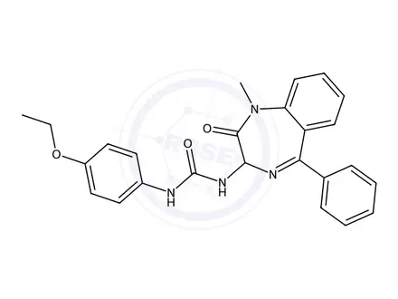 Chemical structure of 1-(4-Ethoxyphenyl)-3-(1-methyl-2-oxo-5-phenyl-2,3-dihydro-1H-1,4-benzodiazepin-3-yl)urea