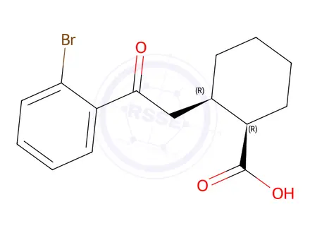 Chemical structure of (1R,2R)-2-(2-(2-bromophenyl)-2-oxoethyl)cyclohexane-1-carboxylic acid