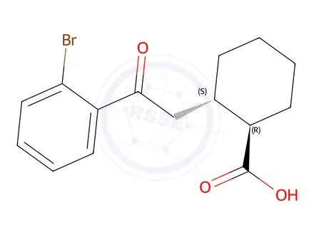 Chemical structure of (1R,2S)-2-(2-(2-bromophenyl)-2-oxoethyl)cyclohexane-1-carboxylic acid