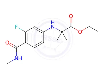 Chemical structure of Ethyl 2-((3-fluoro-4-(methylcarbamoyl)phenyl)amino)-2-methylpropanoate