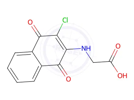 Chemical structure of Glycine, N-(3-chloro-1,4-dihydro-1,4-dioxo-2-naphthalenyl)-, compd. wi th morpholine (1:1)
