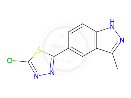 Chemical structure of 2-Chloro-5-(3-methyl-1H-indazol-5-yl)-1,3,4-thiadiazole