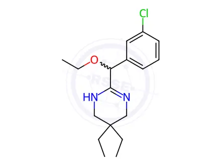 Chemical structure of 3,4,5,6-Tetrahydro-2-(3-chloro-α-ethoxybenzyl)-5,5-diethylpyrimidine