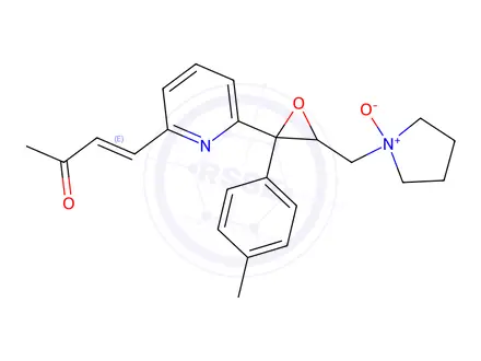 Chemical structure of (E)-1-((3-(6-(3-Oxobut-1-en-1-yl)pyridin-2-yl)-3-(p-tolyl)oxiran-2-yl)methyl)pyrrolidine 1-Oxide