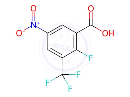 Chemical structure of 2-Fluoro-5-nitro-3-(trifluoromethyl)benzoic acid