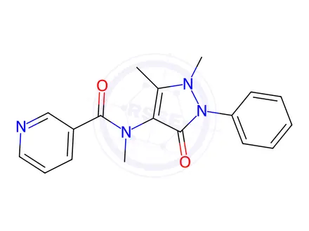 Chemical structure of N-(2,3-dihydro-1,5-dimethyl-3-oxo-2-phenyl-1H-pyrazol-4-yl)-N-methylnicotinamide