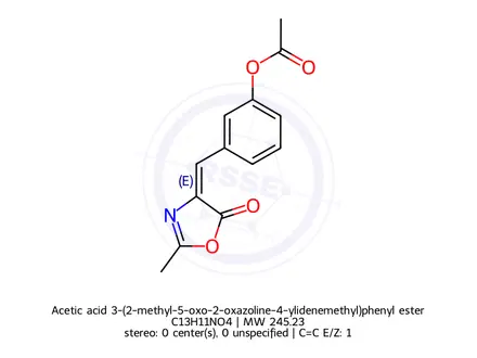 Chemical structure of Acetic acid 3-(2-methyl-5-oxo-2-oxazoline-4-ylidenemethyl)phenyl ester