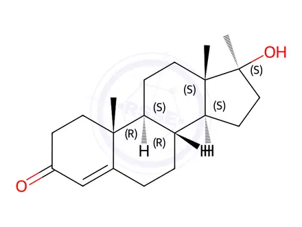 Chemical structure of 17-Methyltestosterone in methanol