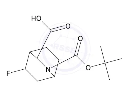 Chemical structure of Racemic-(1S,3S,4S,5R)-2-(tert-butoxycarbonyl)-5-fluoro-2-azabicyclo[2.2.2]octane-3-carboxylic acid