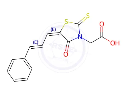 Chemical structure of 4-Oxo-5-(3-phenyl-2-propen-1-ylidene)-2-thioxo-3-thiazolidineacetic Acid