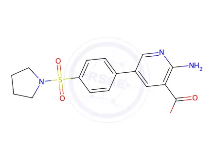 Chemical structure of 2-Amino-5-(4-(pyrrolidin-1-ylsulfonyl)phenyl)nicotinic acid