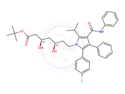 Chemical structure of (3R,5R)-7-((R)-5-(4-Fluorophenyl)-3-isopropyl-2-oxo-4-phenyl-3-(phenylcarbamoyl)-2,3-dihydro-1H-pyrrol-1-yl)-3,5-dihydroxyheptanoic Acid