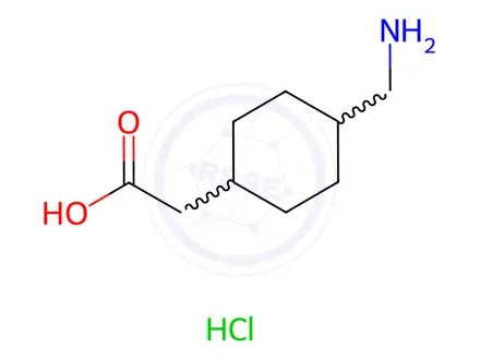 Chemical structure of 2-(4-(aminomethyl)cyclohexyl)acetic acid hydrochloride