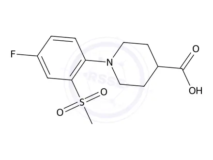 Chemical structure of 1-(4-Fluoro-2-(methylsulfonyl)phenyl)piperidine-4-carboxylic acid