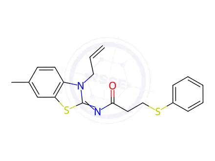 Chemical structure of N-(3-Allyl-6-methylbenzo[d]thiazol-2(3H)-ylidene)-3-(phenylthio)propanamide