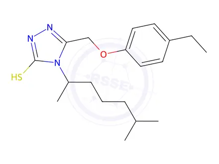 Chemical structure of 5-((4-Ethylphenoxy)methyl)-4-(6-methylheptan-2-yl)-4h-1,2,4-triazole-3-thiol