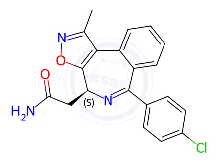 Chemical structure of (S)-2-(6-(4-Chlorophenyl)-1-methyl-4H-benzo[c]isoxazolo[4,5-e]azepin-4-yl)acetamide