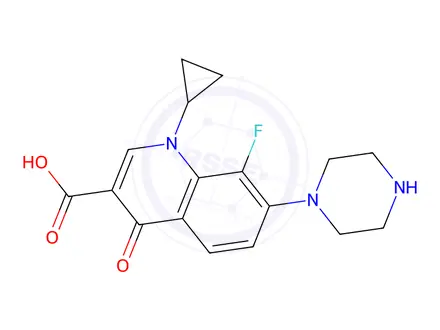Chemical structure of 1-Cyclopropyl-8-fluoro-4-oxo-7-(piperazin-1-yl)-1,4-dihydroquinoline-3-carboxylic Acid