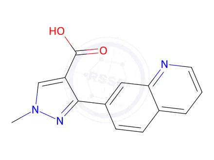 Chemical structure of 1-Methyl-3-(quinolin-7-yl)-1H-pyrazole-4-carboxylic acid