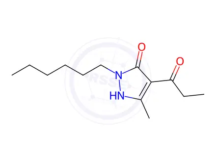 Chemical structure of 1-(1-Hexyl-5-hydroxy-3-methyl-1H-pyrazol-4-yl)propan-1-one