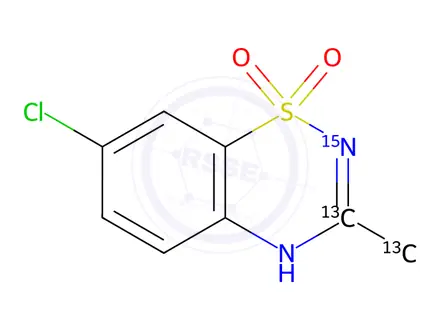 Chemical structure of Diazoxide-15N,13C2