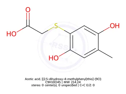 Chemical structure of Acetic acid, [(2,5-dihydroxy-4-methylphenyl)thio]-(9CI)
