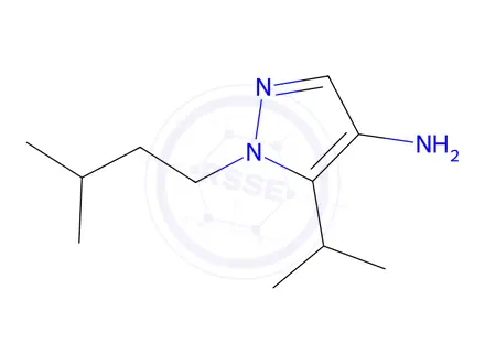 Chemical structure of 1-(3-methylbutyl)-5-(propan-2-yl)-1H-pyrazol-4-amine
