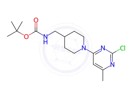 Chemical structure of tert-Butyl ((1-(2-chloro-6-methylpyrimidin-4-yl)piperidin-4-yl)methyl)carbamate