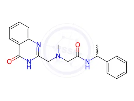 Chemical structure of Acetamide, 2-[[(3,4-dihydro-4-oxo-2-quinazolinyl)methyl]methylamino]-N-(1-phenylethyl)-