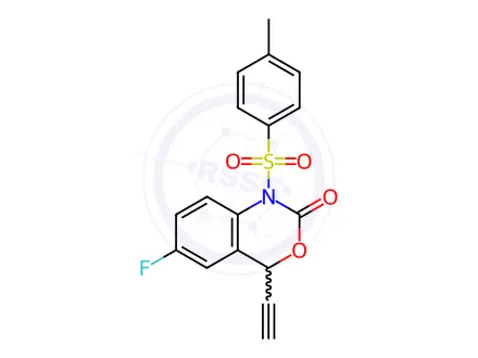 Chemical structure of 4-Ethynyl-6-fluoro-1-tosyl-1,4-dihydro-2H-benzo[d][1,3]oxazin-2-one