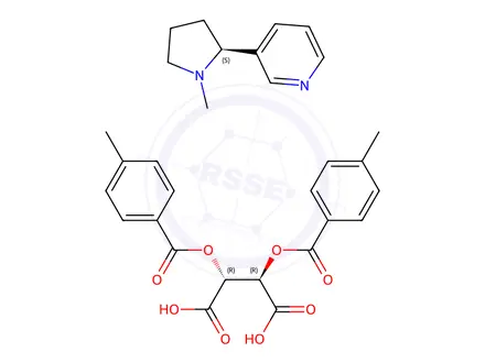 Chemical structure of S-(-)-Nicotine Di-p-Toluoyl-D-Tartrate Salt