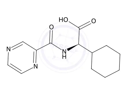 Chemical structure of (R)-2-cyclohexyl-2-(pyrazine-2-carboxamido)acetic acid