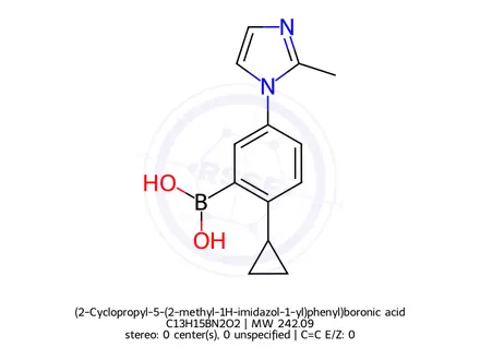 Chemical structure of (2-Cyclopropyl-5-(2-methyl-1H-imidazol-1-yl)phenyl)boronic acid