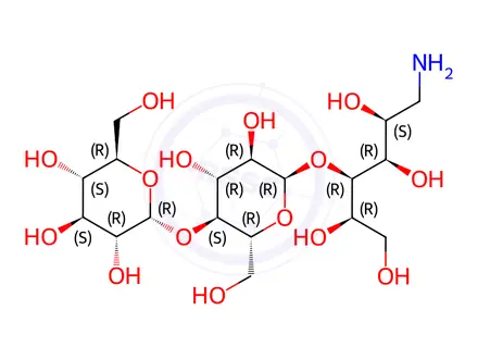 Chemical structure of O-alpha-D-glucopyranosyl-(1->4)-O-alpha-D-glucopyranosyl-(1->4)-1-mannitol-1-deoxy-D-glucitol