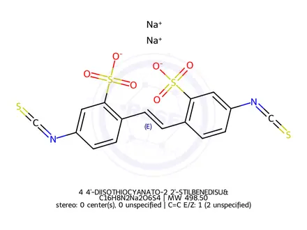 Chemical structure of 4 4'-DIISOTHIOCYANATO-2 2'-STILBENEDISU&