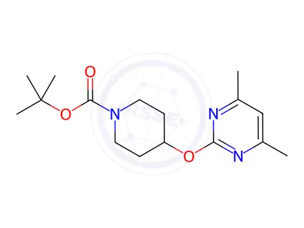 Chemical structure of tert-Butyl 4-((4,6-dimethylpyrimidin-2-yl)oxy)piperidine-1-carboxylate
