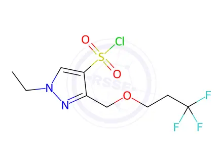 Chemical structure of 1-ethyl-3-[(3,3,3-trifluoropropoxy)methyl]-1H-pyrazole-4-sulfonyl chloride